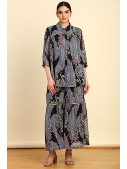 Soch - Women's Black Georgette Blend Paisley Print Co-Ord (Set of 2)