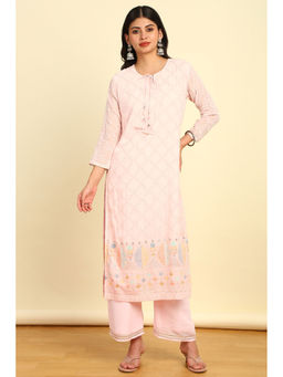 Soch - Women's Pink Georgette Embroidered Kurta & Palazzo with Sequins Work (Set of 2)