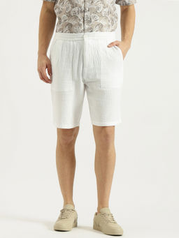 United Colors of Benetton - Comfort Fit Solid Mid Rise White Shorts
