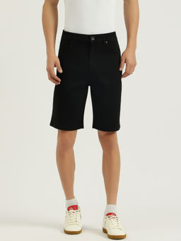 United Colors of Benetton - Solid Comfort Fit Denim Black Shorts