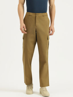 United Colors of Benetton - Solid Straight Fit Slub Texture Khaki Cargo Pant