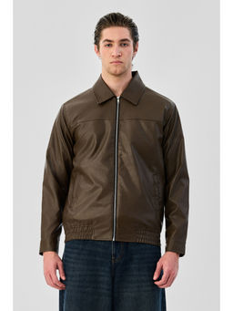 Snitch - Brown Solid Full Sleeves Regular Casual Jacket For Men