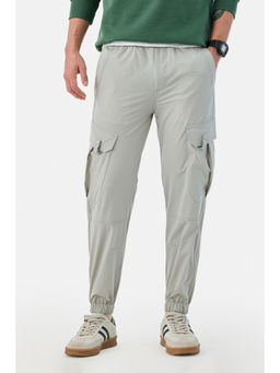 Snitch - Light Grey Solid Slim Casual Cargo Pant For Men