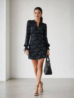 Virgio - Printed Cotton Wrap Mini Dress For Women