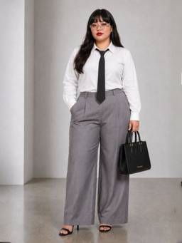 Virgio - Solid Cotton Crop Plus Size Shirt for Women