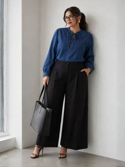 Virgio - Solid Cotton Denim Plus Size Top for Women