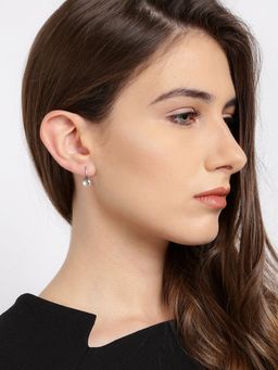 Yellow Chimes - Swarovski Collection White and Steel-Toned Gold-Plated Circular Drop Earrings