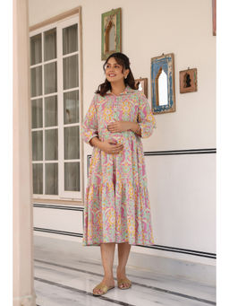 CRAFIQA - Pastel Paradise Cotton Maternity Nursing Dress