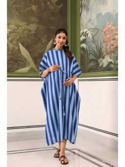 CRAFIQA - Multi-Color Ocean Lines Cotton Maternity Nursing Kaftan
