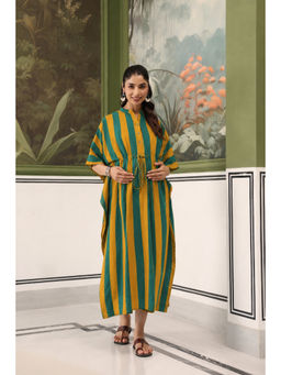 CRAFIQA - Multi-Color Prism Stripe Cotton Maternity Nursing Kaftan