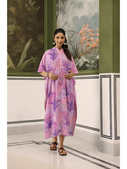 CRAFIQA - Lavender Bloom Garden Cotton Maternity Nursing Kaftan