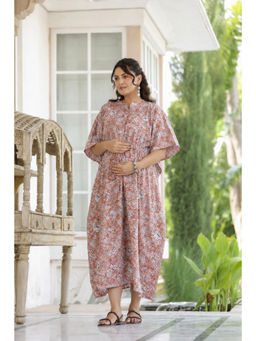 CRAFIQA - Rustic Petals Cotton Maternity Nursing Kaftan