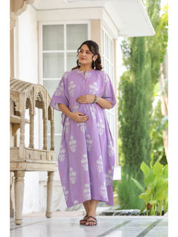 CRAFIQA - Lavender Dream Boota Cotton Maternity Nursing Kaftan