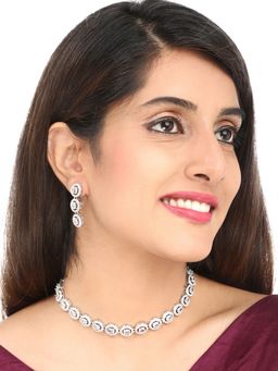 Yellow Chimes - Sliver-Plated Ad-Studded Handcrafted Jewellery (Set of 2)