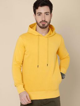 Free Authority - Men Yellow Coloured Solid Hoodie