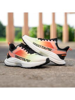 Red Tape - ETPU Men Textured White and Lime and Orange Walking Shoes