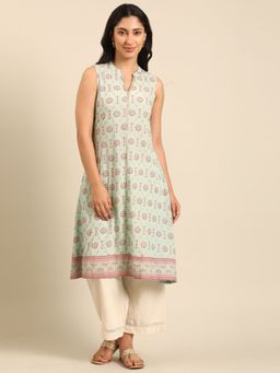 Imara - Women Green Viscose Printed Kurta