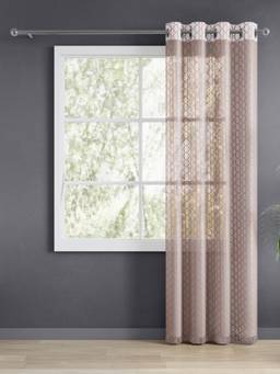Haus & Kinder - Sheer Jacquard Pack Of 1 Door Curtain Luxe Quatrefoil Blush (7 x 4 Feet)