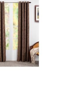 Maspar - Oracle Chenille Viscose & Cotton Yarn Dyed Texture Brown Almond Door Curtain Set of 2