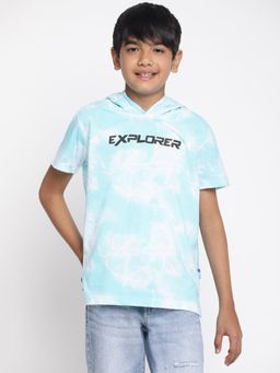 Lil Tomatoes - Boys Tie And Dye Cotton Hooded T-shirt Sky