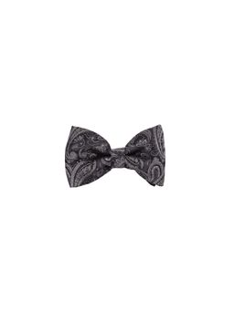 The Tie Hub - Custom Grey Paisley Bow Tie For Men