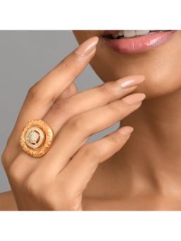 Fida - Wedding Luxurious Rose Gold-Plated American Diamond Finger Ring for Women