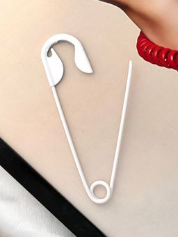 ISHKAARA - White Oversized Safety Pin Hair Bun Stick for Women
