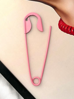 ISHKAARA - Baby Pink Oversized Safety Pin Hair Bun Stick for Women