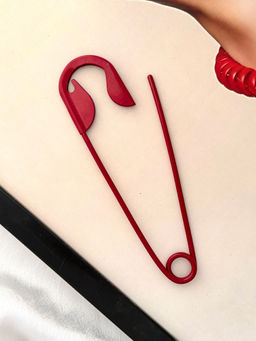 ISHKAARA - Maroon Oversized Safety Pin Hair Bun Stick for Women