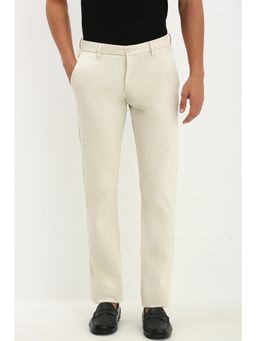 Allen Solly - Men Cream Slim Fit Textured Casual Trouser