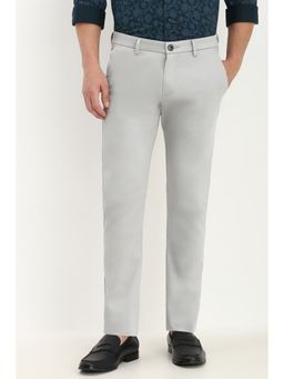 Allen Solly - Men Grey Slim Textured Casual Trouser