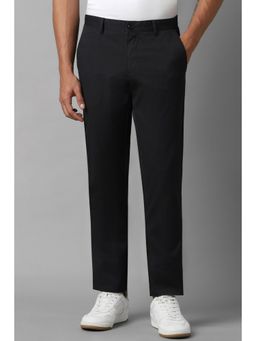 Louis Philippe - Men Black Slim Fit Textured Flat Front Casual Trouser