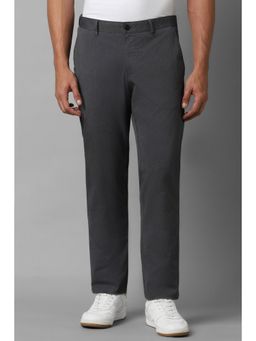 Louis Philippe - Men Grey Slim Fit Textured Flat Front Casual Trouser