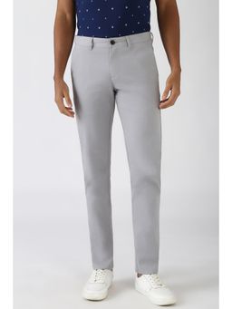 Peter England - Men Grey Textured Slim Fit Trouser