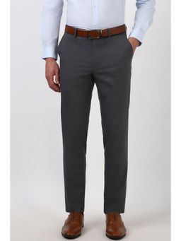 Peter England - Men Grey Check Slim Trouser