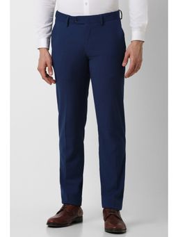 Peter England - Men Navy Solid Slim Fit Formal Trouser
