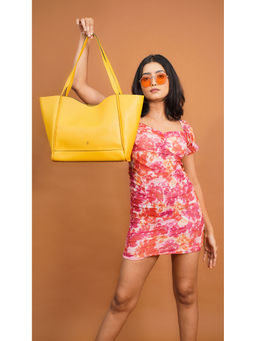 Horra - Solid Oversized Tote Bag -Yellow