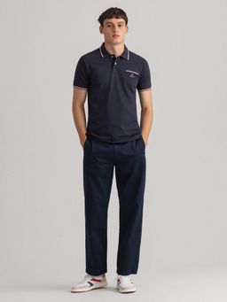 GANT - Men Blue Solid Regular Polo T-shirt