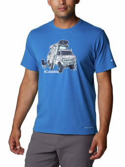 Columbia - Mens Blue Omni-Wick Men's Sun Trek Short Sleeve Graphic Tshirt