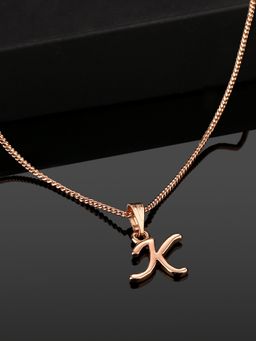 Estele - Valentine Gift - Rose Gold Plated Initial K Letter Pendant for Women