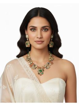 Shopsiiri - Royal Navratna Kundan Statement Necklace with Earrings