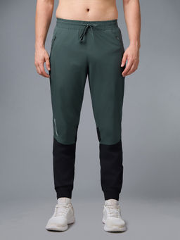 Technosport - Men's Green Colorblock Slim Fit Sports Jogger