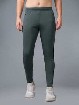 Technosport - Men's Green Solid Slim Fit Active Sports Trackpant