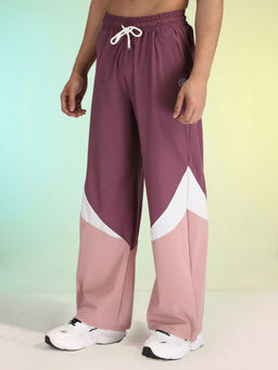 CHKOKKO - Men's Mauve Breathable and Comfortable Colorblock Sports Trackpant