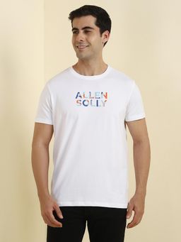 Allen Solly - Men White Solid Crew Neck T-shirt