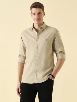 Allen Solly - Men Beige Solid Full Sleeves Formal Shirt