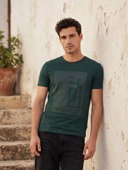 Louis Philippe - Men's Crew Neck Graphic Print T-shirt