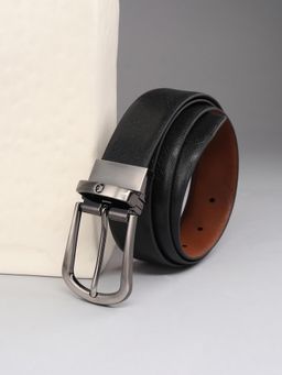 Louis Philippe - Men 100% Italian Leather Dual Tone Zinc Alloy Buckle Formal Auto Lock Belt