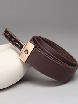 Louis Philippe - Men 100% Italian Leather Dual Tone Zinc Alloy Buckle Formal Profile Belt