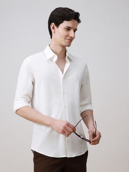Simon Carter - White Solid Full Sleeves Shirt